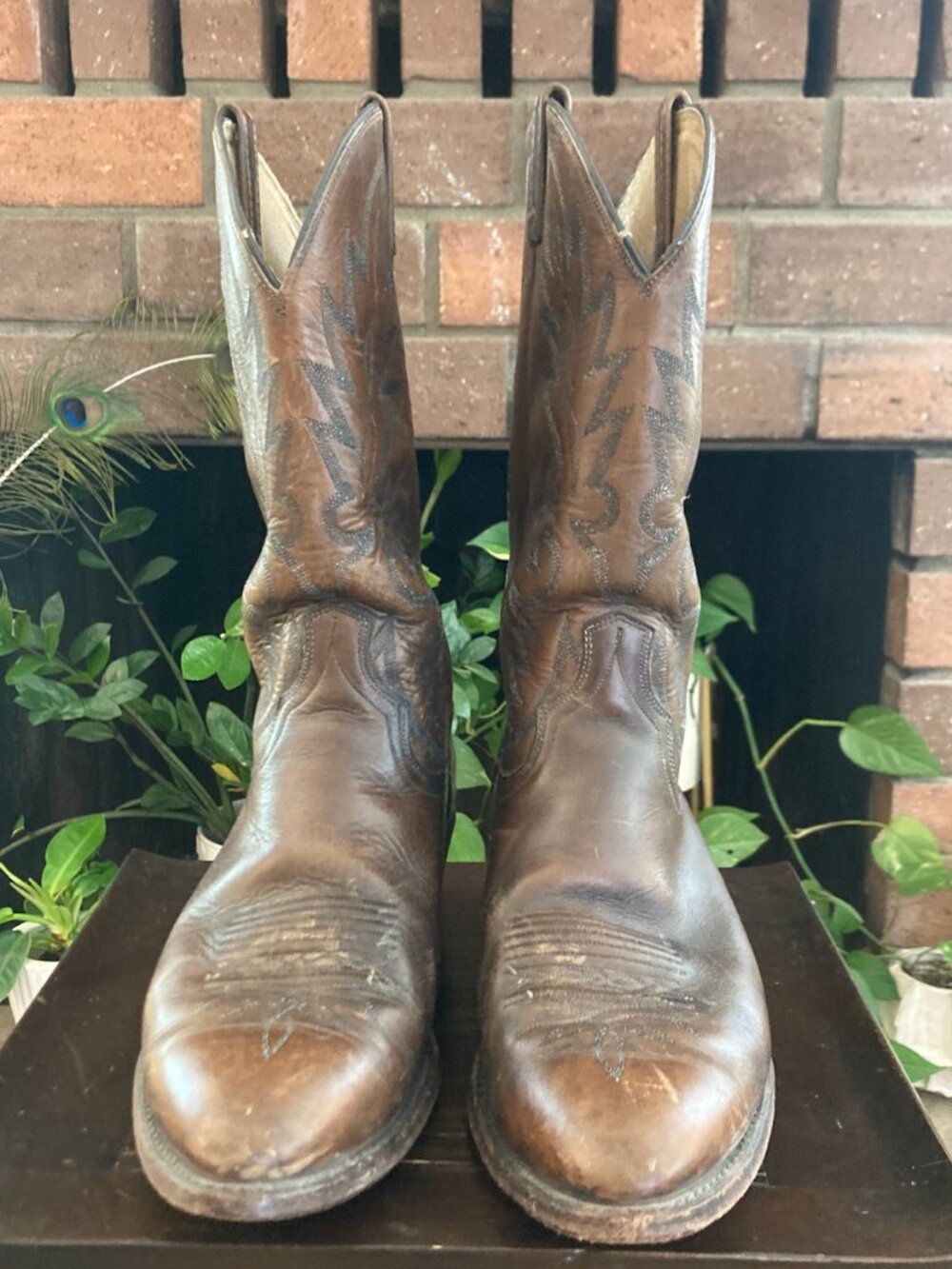 Dan Post Boots / Vintage Antique Tan Napa / Size 12R